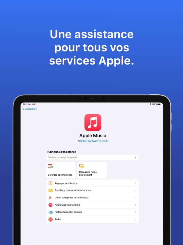 Assistance Apple dans l'App Store