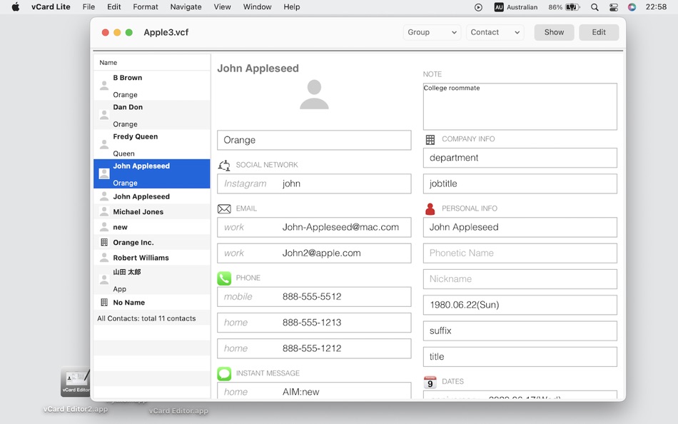 #3. vCard Lite (macOS) 게시자: Goldbug Software
