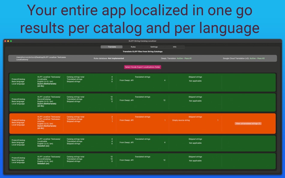 #1. XLIFF String Catalog Localizer (macOS) By: Prosults Studio Ltd