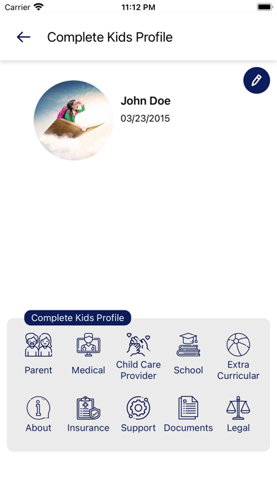 Child Emergency Plan Screenshot