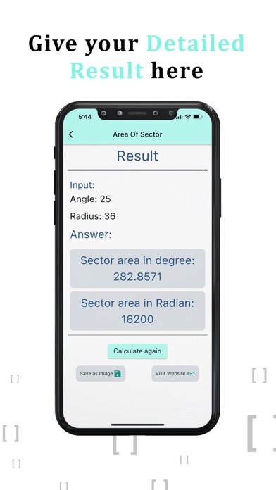 Area of a Sector Calculator Screenshot