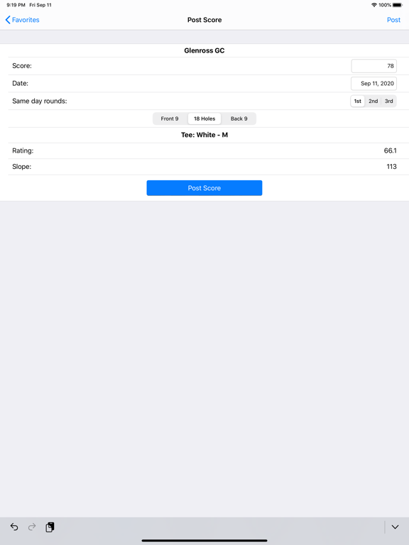 Golf Handicap Tracker & Scores iPad screenshot 8 - Sports app