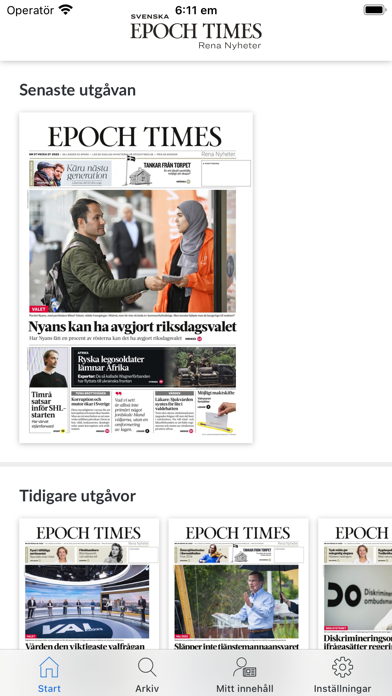 Svenska Epoch Times e-tidning Screenshot