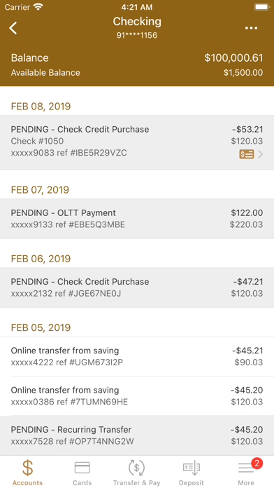 Oak Bank Mobile Banking Screenshot