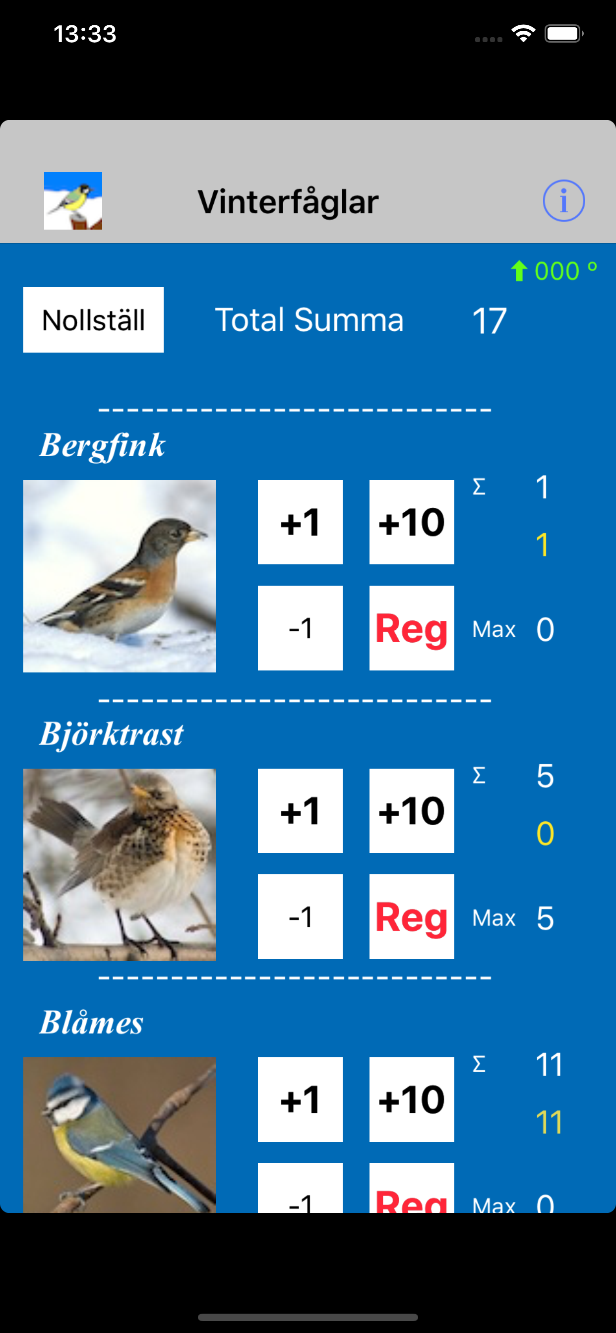 Vinterfåglar inpå knuten