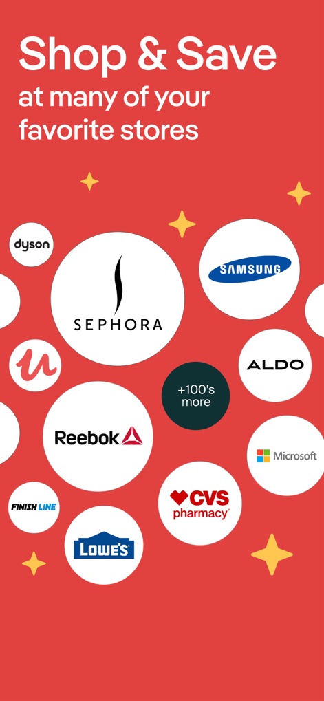 PayPal Honey: Coupons, Rewards - Explore the extensive network of supported retailers, visually represented by diverse brand logos like 'Sephora' and 'Lowe's,' showcasing widespread savings opportunities.