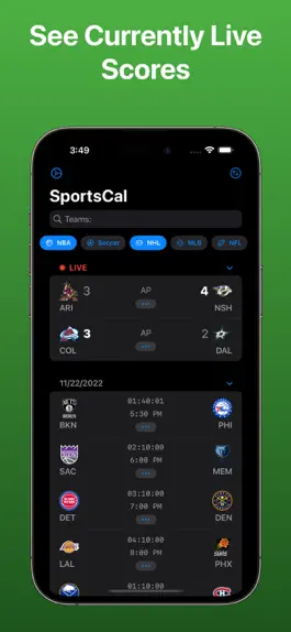 Game screenshot SportsCal - Live Sports Alerts apk