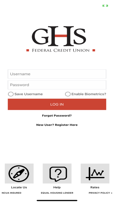 GHS Federal Credit Union Screenshot