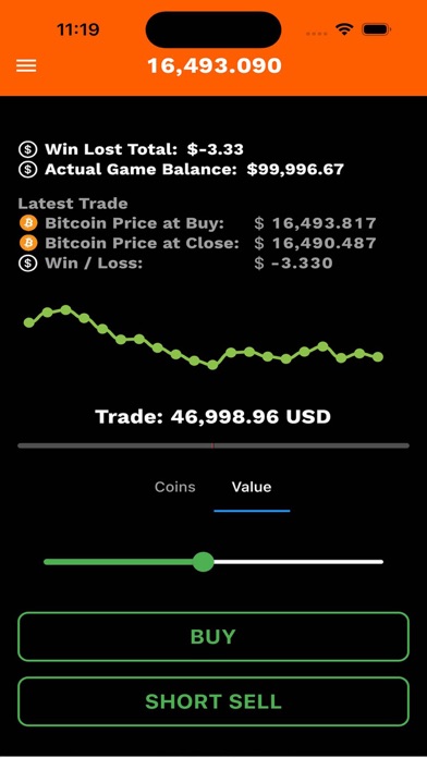 Bitcoin Chart Game Screenshot