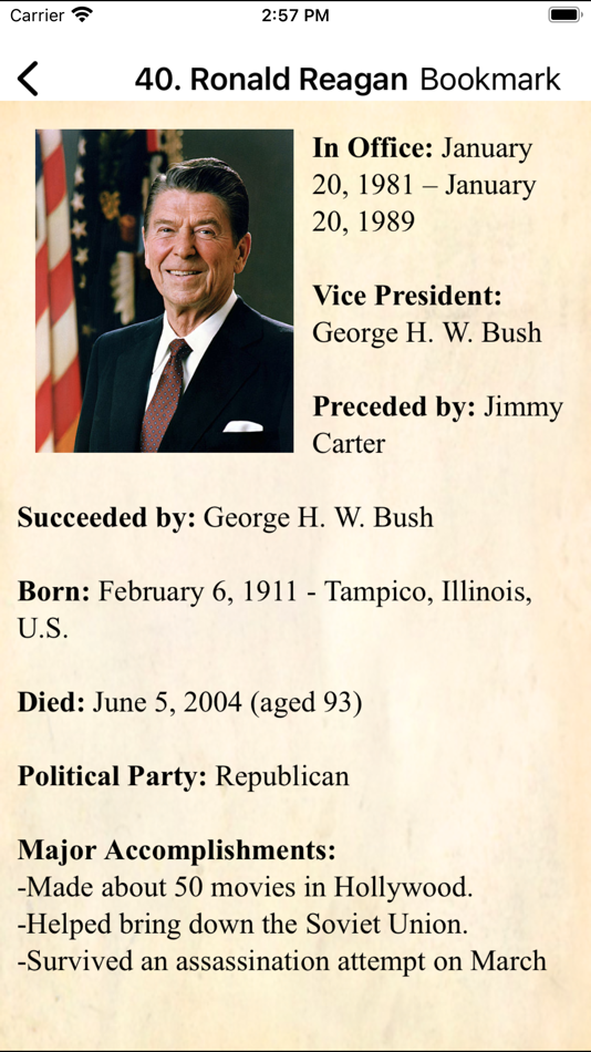 #5. U.S.A. Presidents Pocket Ref. (iOS) By: Rocket Splash Games
