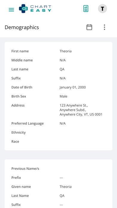 ChartEasy Patient Portal Screenshot
