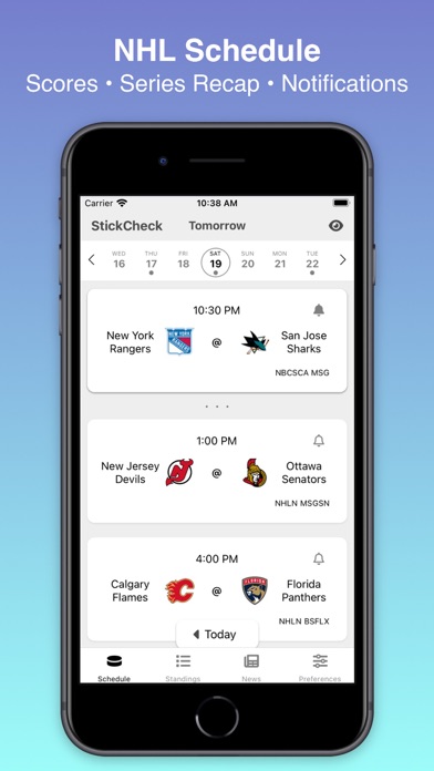 StickCheck: Hockey Scores Screenshot