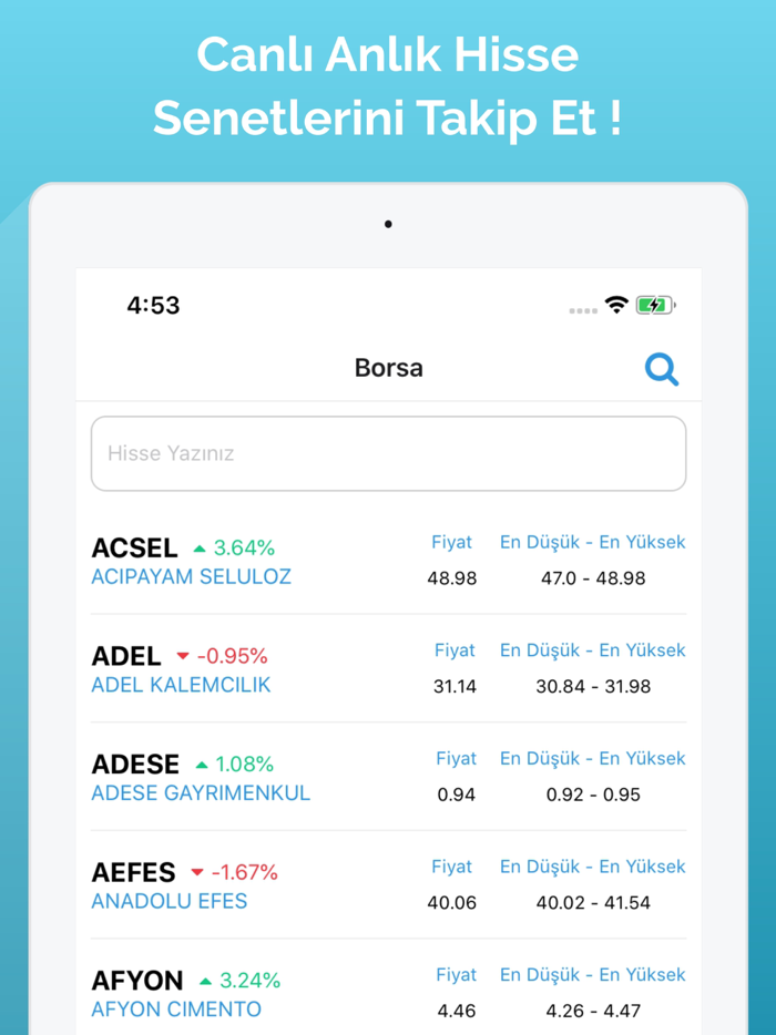 Canlı Borsa  Hisse Senedi