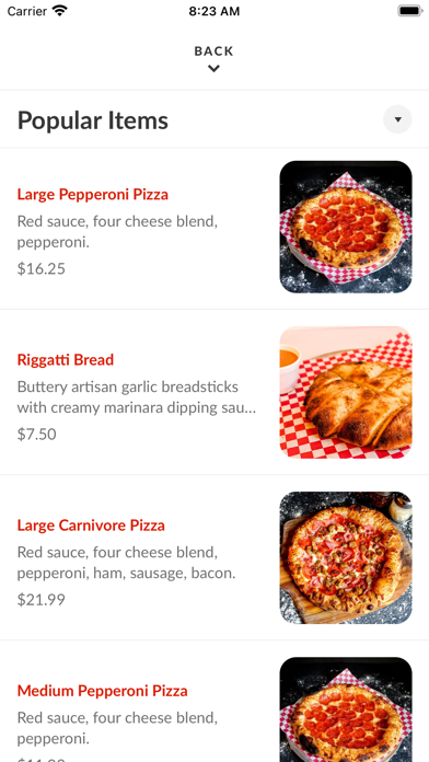 Riggatti's Wood Fired Pizza Screenshot