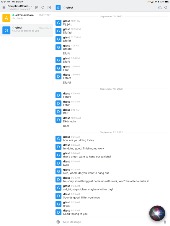 CompleteCloud Chat iPad screenshot 1 - Business app