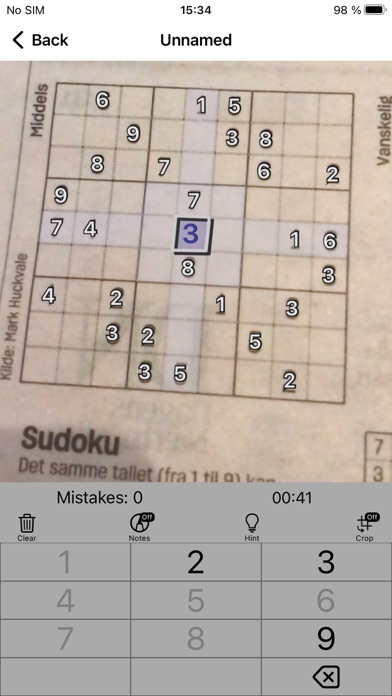 Sudoku Scanner and Solver Screenshot