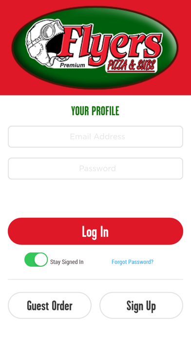 Flyers Pizza App Screenshot