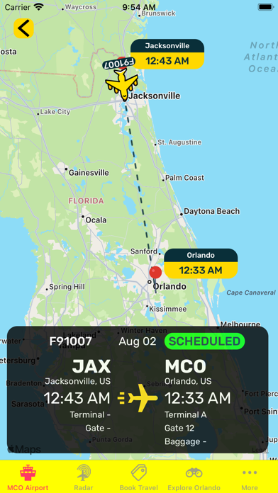 Orlando Airport (MCO) Info Screenshot