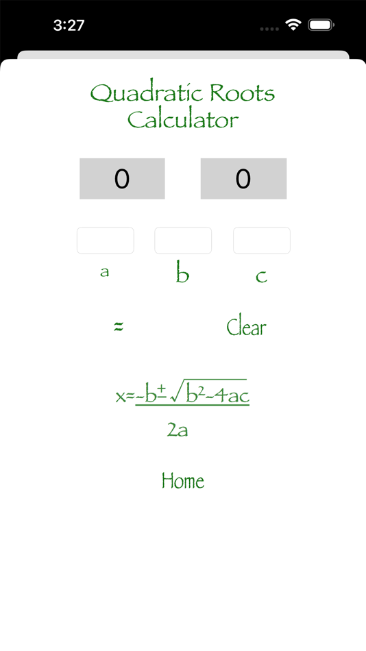 Quadratic Roots Calculator (iOS) 由: JTM Quadratic Roots Calculator (iOS) 由: JTM