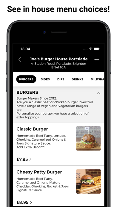 Joe's Burger House App Screenshot