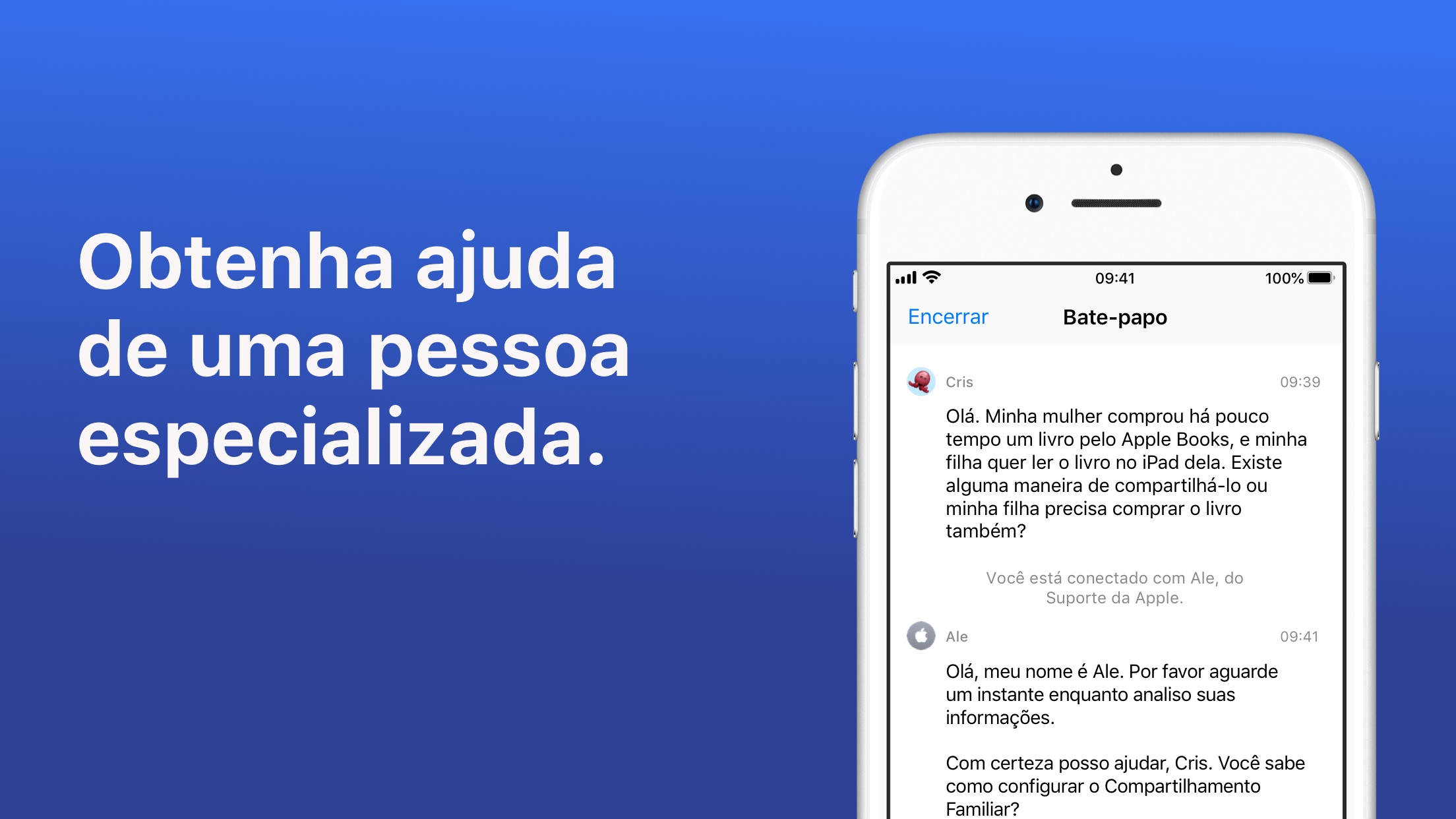 Screenshot do app Suporte da Apple