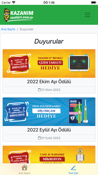 Test Çöz Kazanım Testleri Screenshot