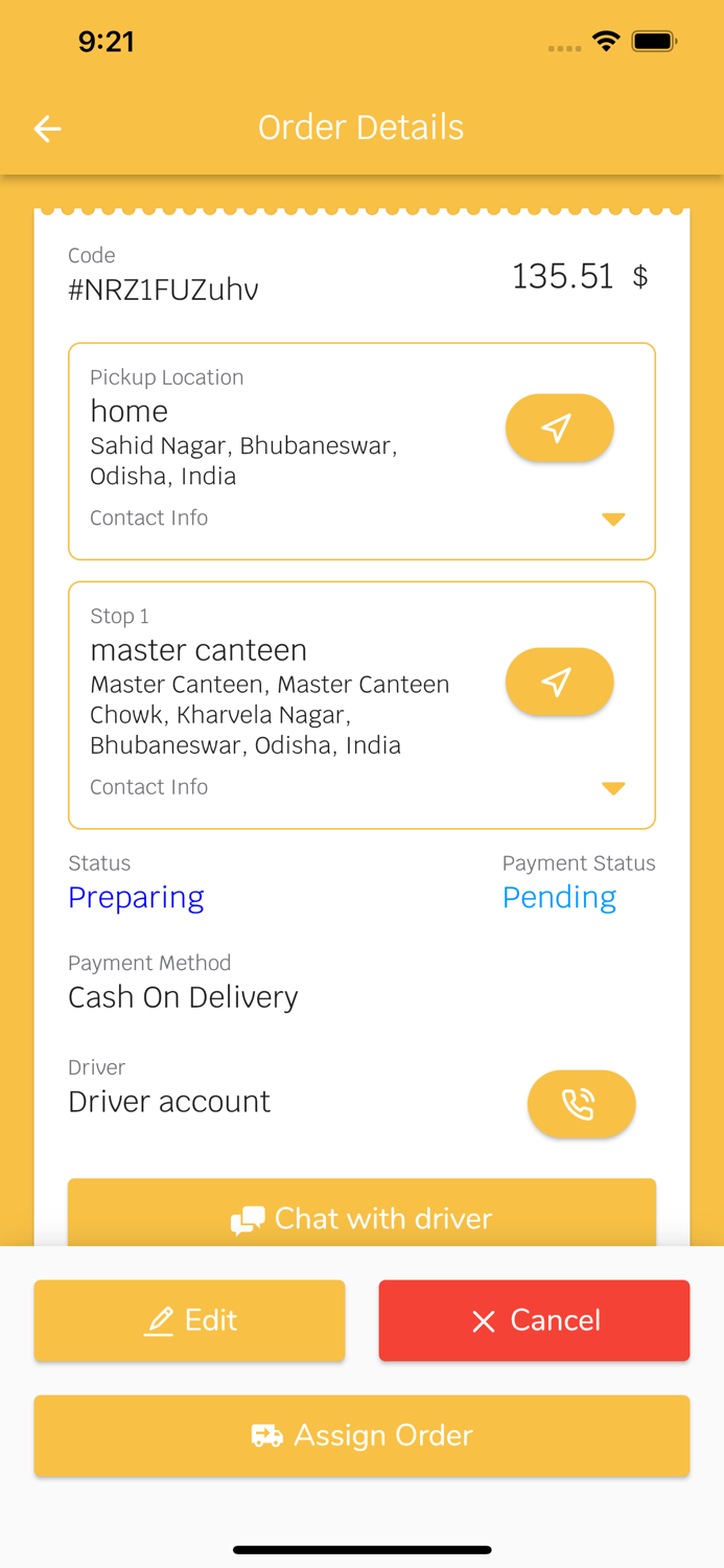 PerDelivery Vendor