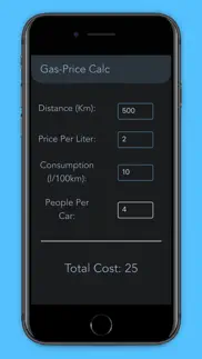 gas cost calculator iphone screenshot 2