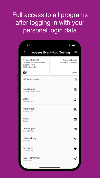 twoeyes events app screenshot 2
