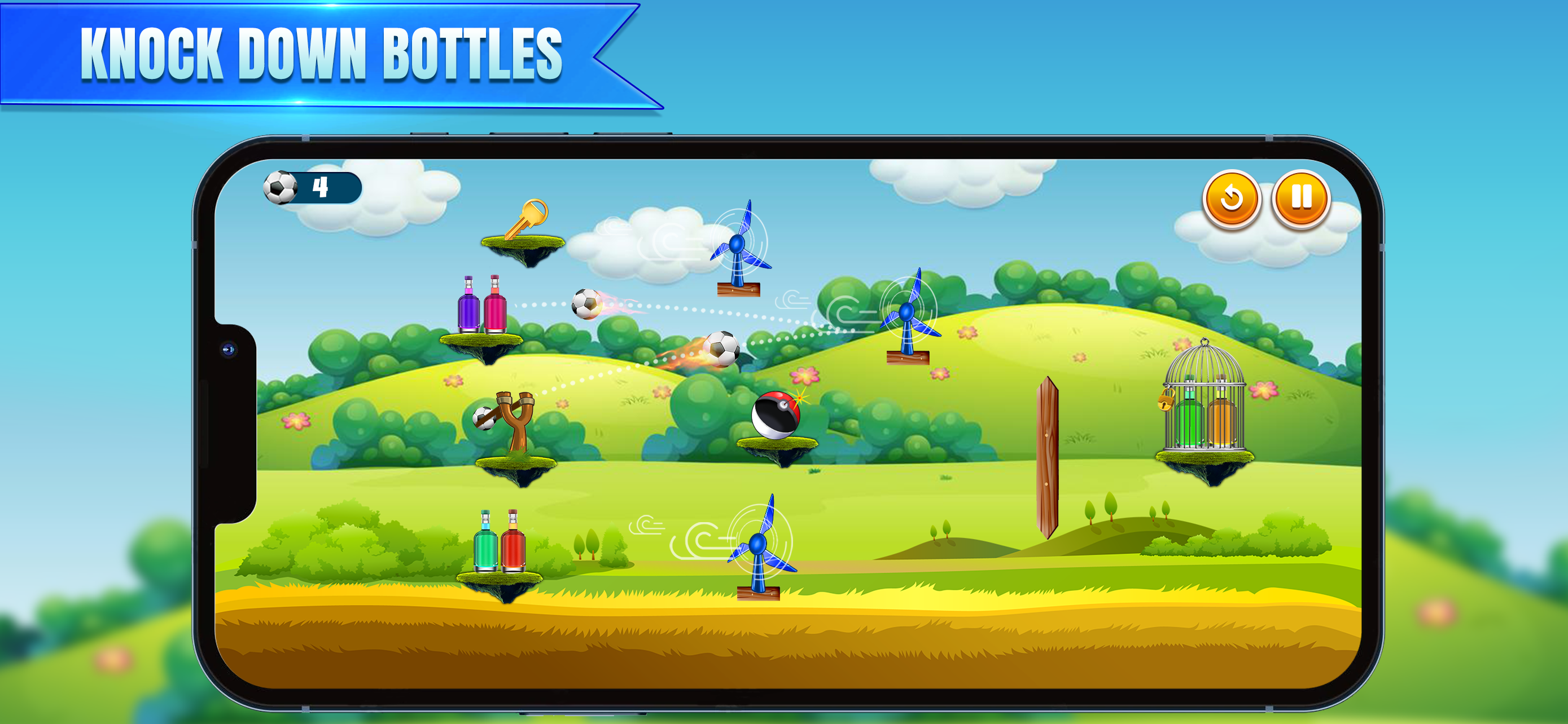 Bottle Shooter Sling Shot Game