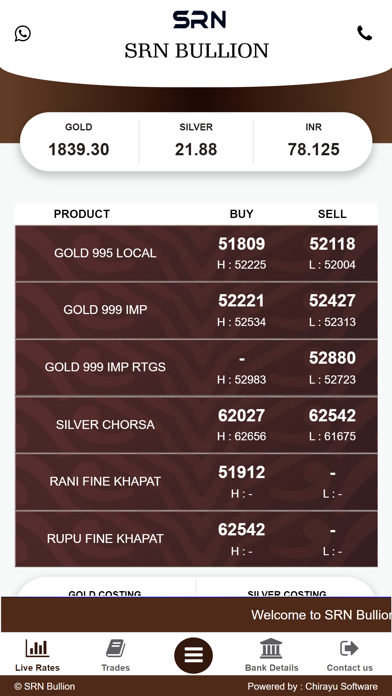 SRN Bullion Screenshot