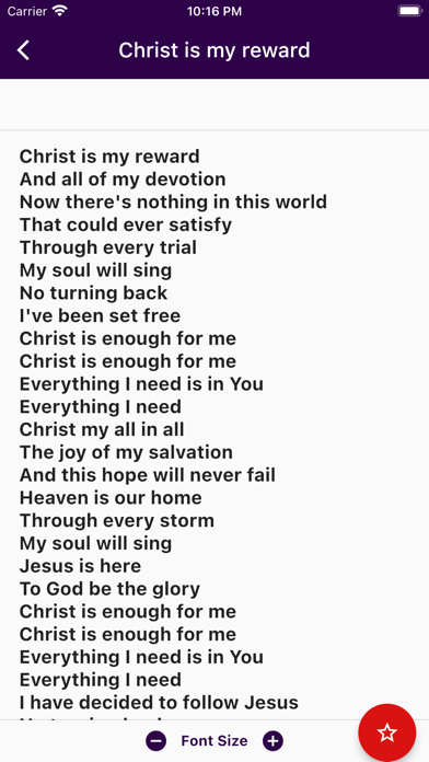 Christian Song Lyrics Screenshot