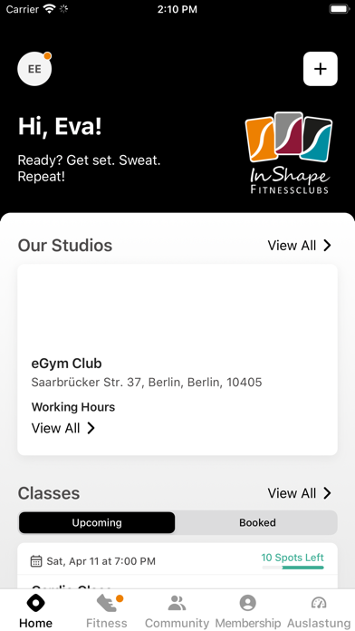 In Shape Fitness. Screenshot