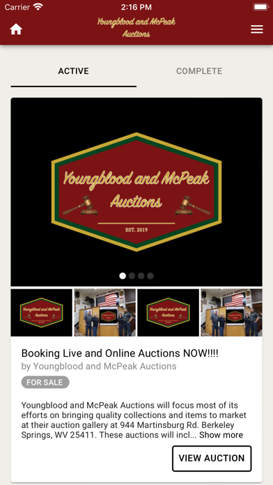 Youngblood and McPeak Auctions Screenshot