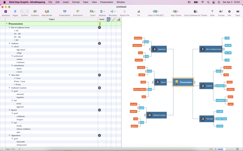 mind map graphic -mindmapping iphone screenshot 2