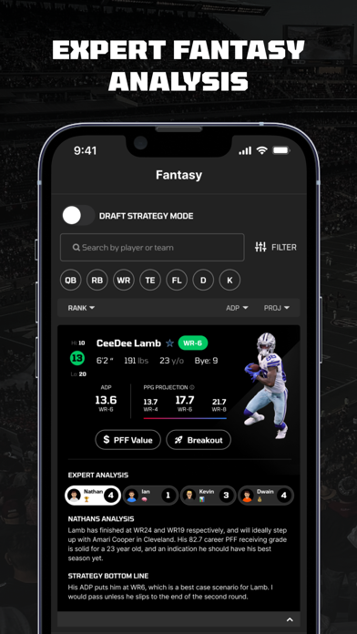 PFF: Fantasy, Betting, News Screenshot