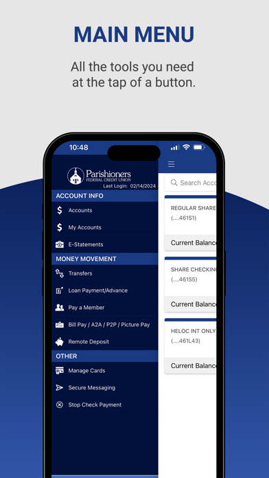 Parishioners FCU Screenshot