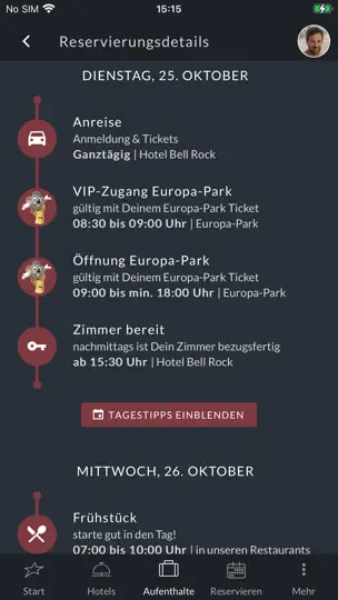 Screenshot von Europa-Park Hotels auf dem iPhone 6