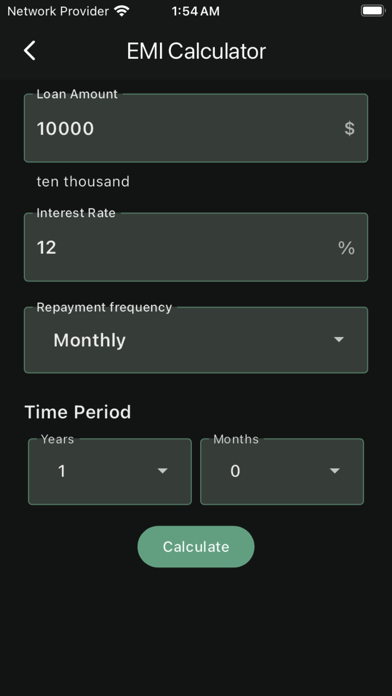 Interest EMI Calculator Screenshot