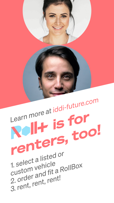 Roll+ ride-sharing platform Screenshot