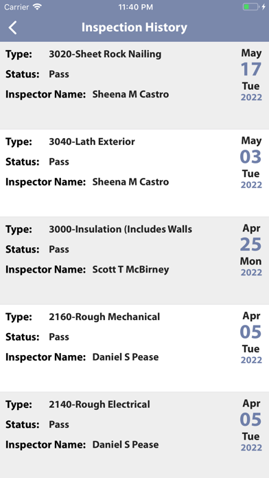 Menlo Park Inspection Request Screenshot