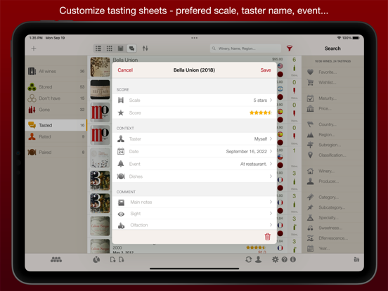 VinoCell - wine cellar manager iPad app afbeelding 8