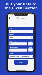 rmr calculator: daily calories iphone screenshot 1