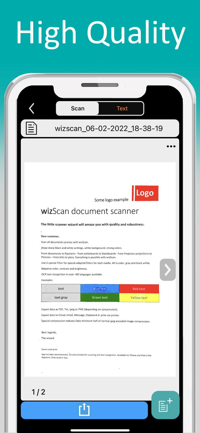 wizScan PDF document scanner