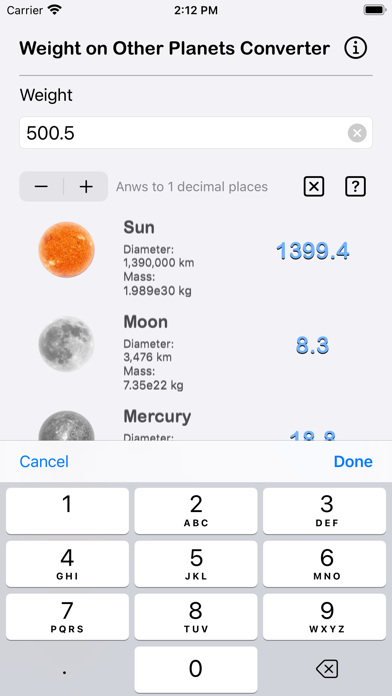 Weight on Other Planets Conv Screenshot