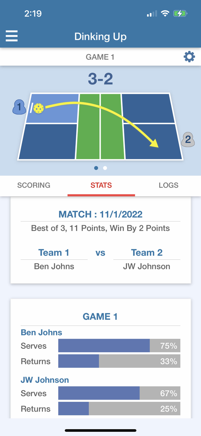 Dinking Up - Pickleball Scores