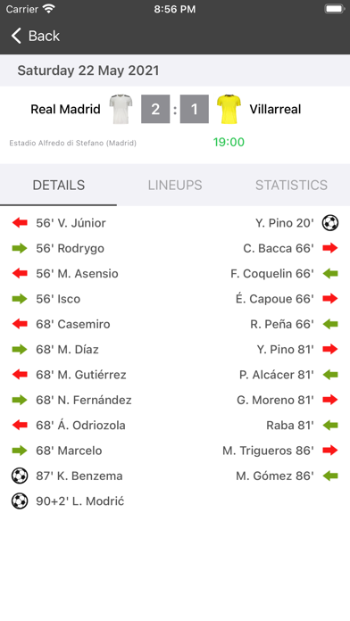 Live Scores for La Liga App Screenshot