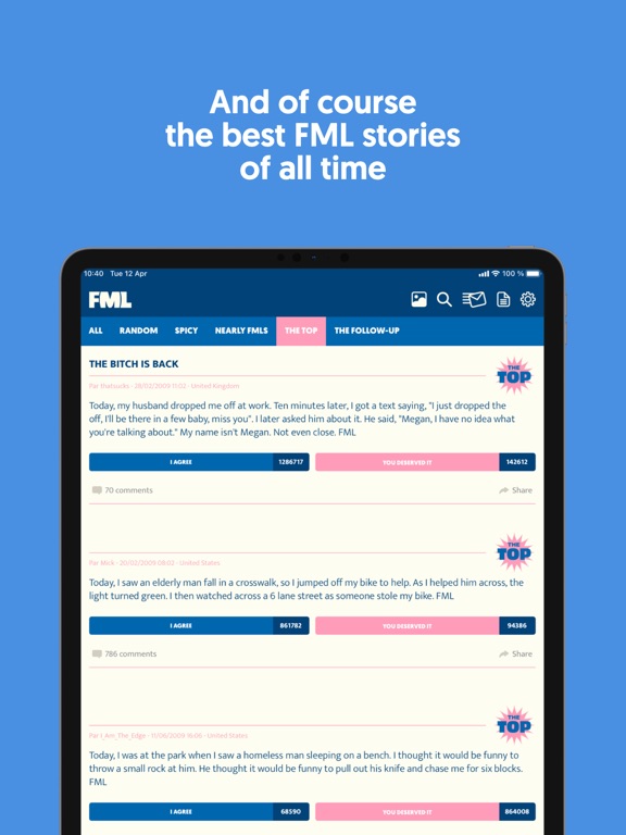 FML - FMyLife iPad screenshot 4 - Entertainment app