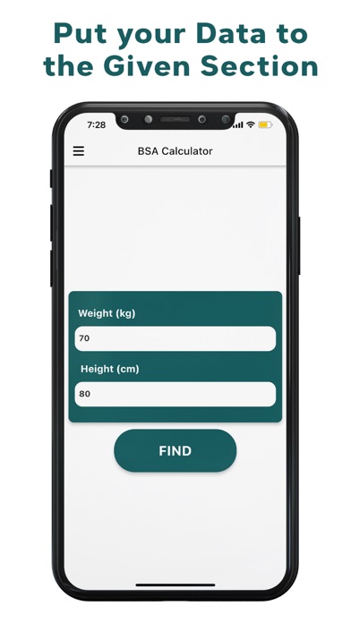 BSA Calculator - Body Area Screenshot