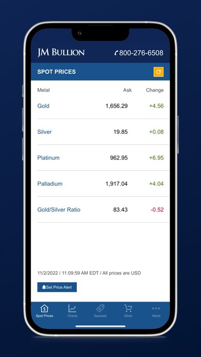 Gold & Silver Spot JM Bullion Screenshot